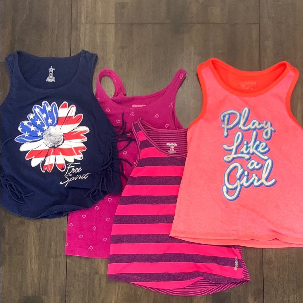 Girls' Sleeveless Tops Set - Navy, Pink, and Orange